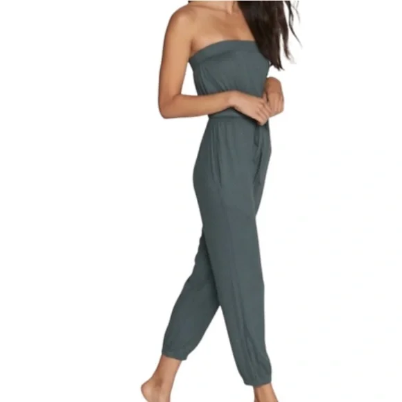 Spiritual Gangster Women's Carmela Rib Cinched Jumpsuit in Dusty Olive NWOT - Picture 1 of 9